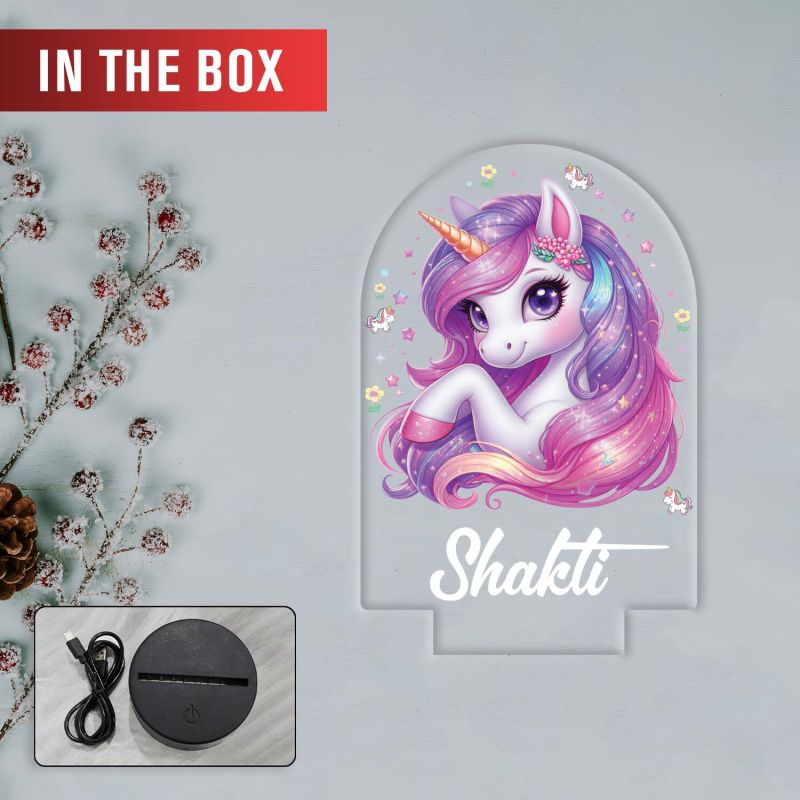 Personalized Unicorn UV Print 3D Illusion Night Light – Warm White LED Acrylic Lamp